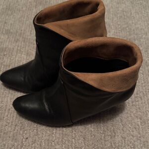Free People Black and Tan Lrather Ankle Booties